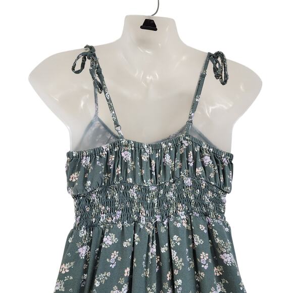 Arizona Jean Co. Floral Tie Strap Smocked Jumpsuit With Pocket Gray Size Small - Picture 5 of 9